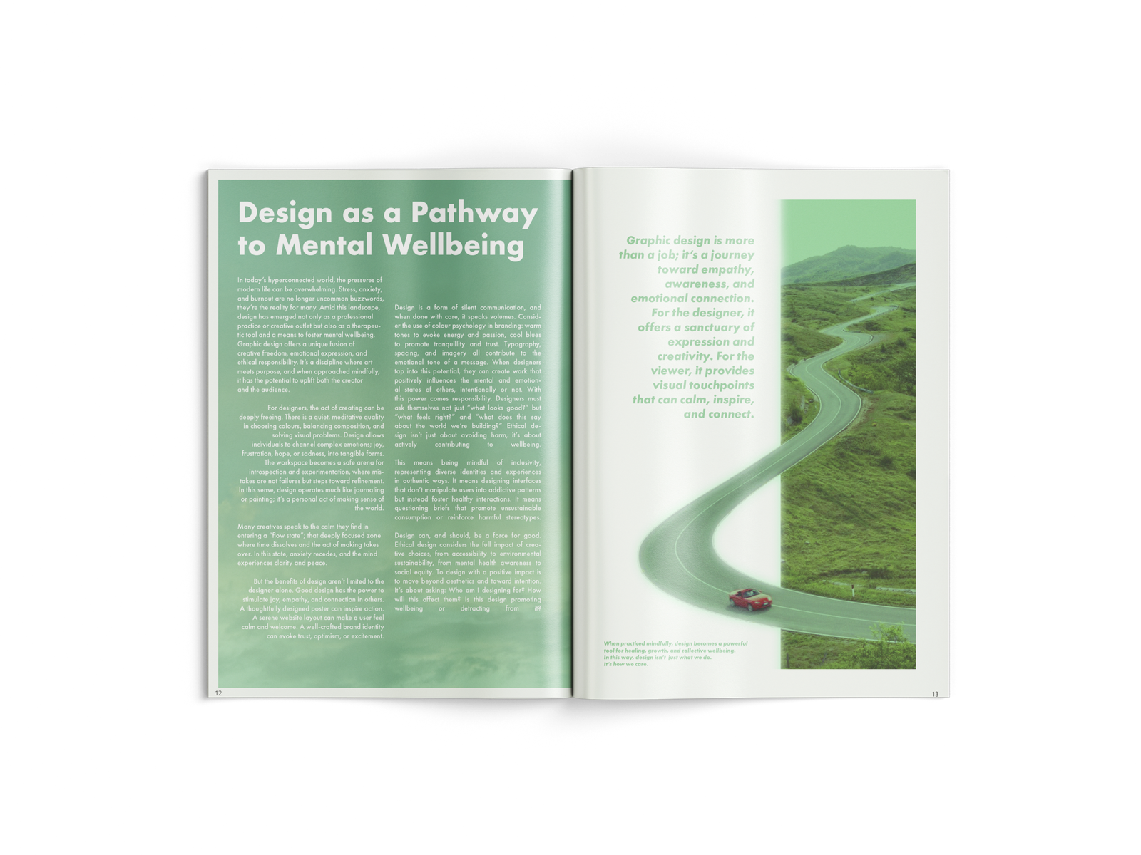 Magazine spread — Design as a Pathway to Mental Wellbeing