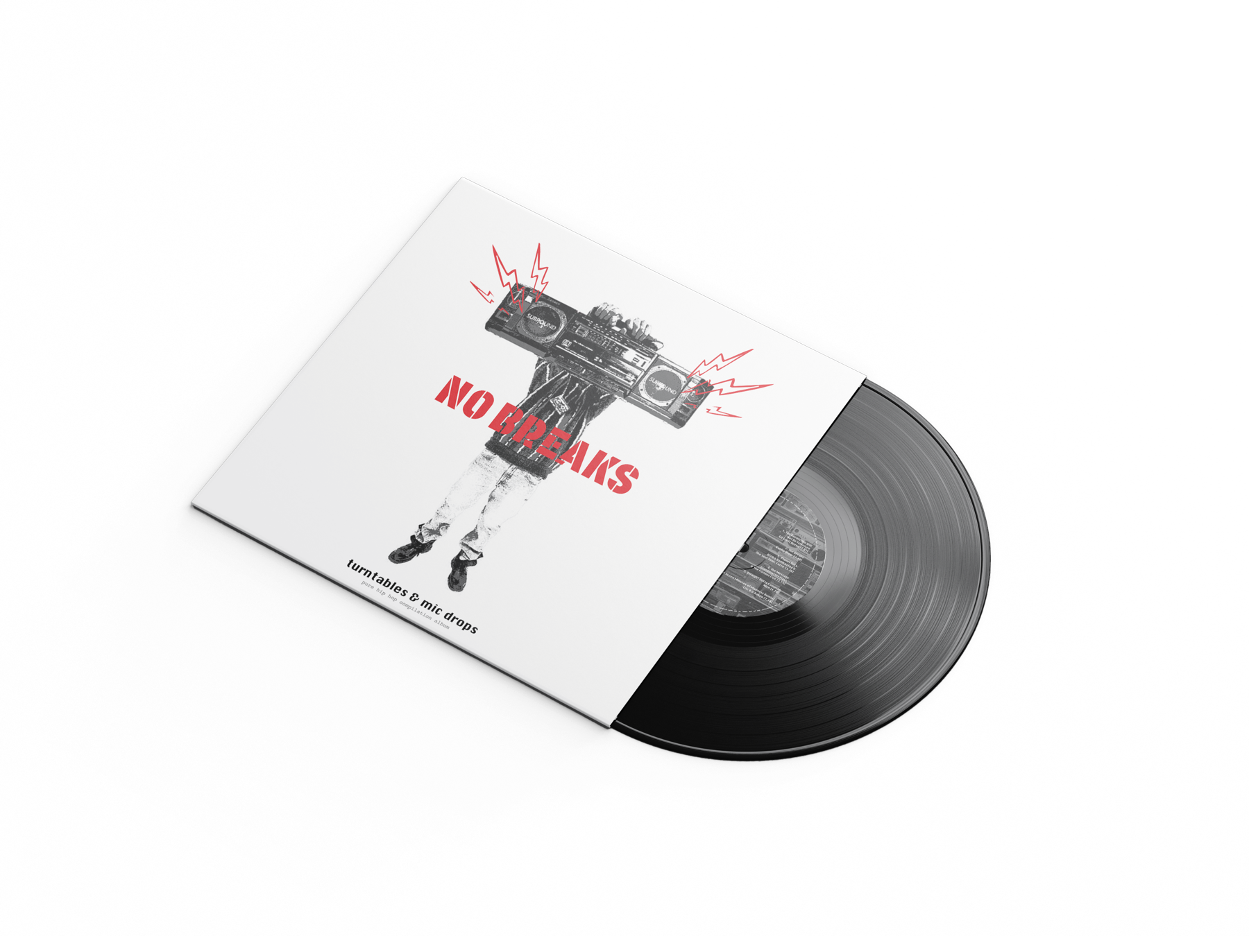 No Breaks vinyl sleeve — front cover 3D mockup